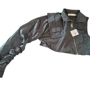 One sleeve Black Utility Jacket for Women
